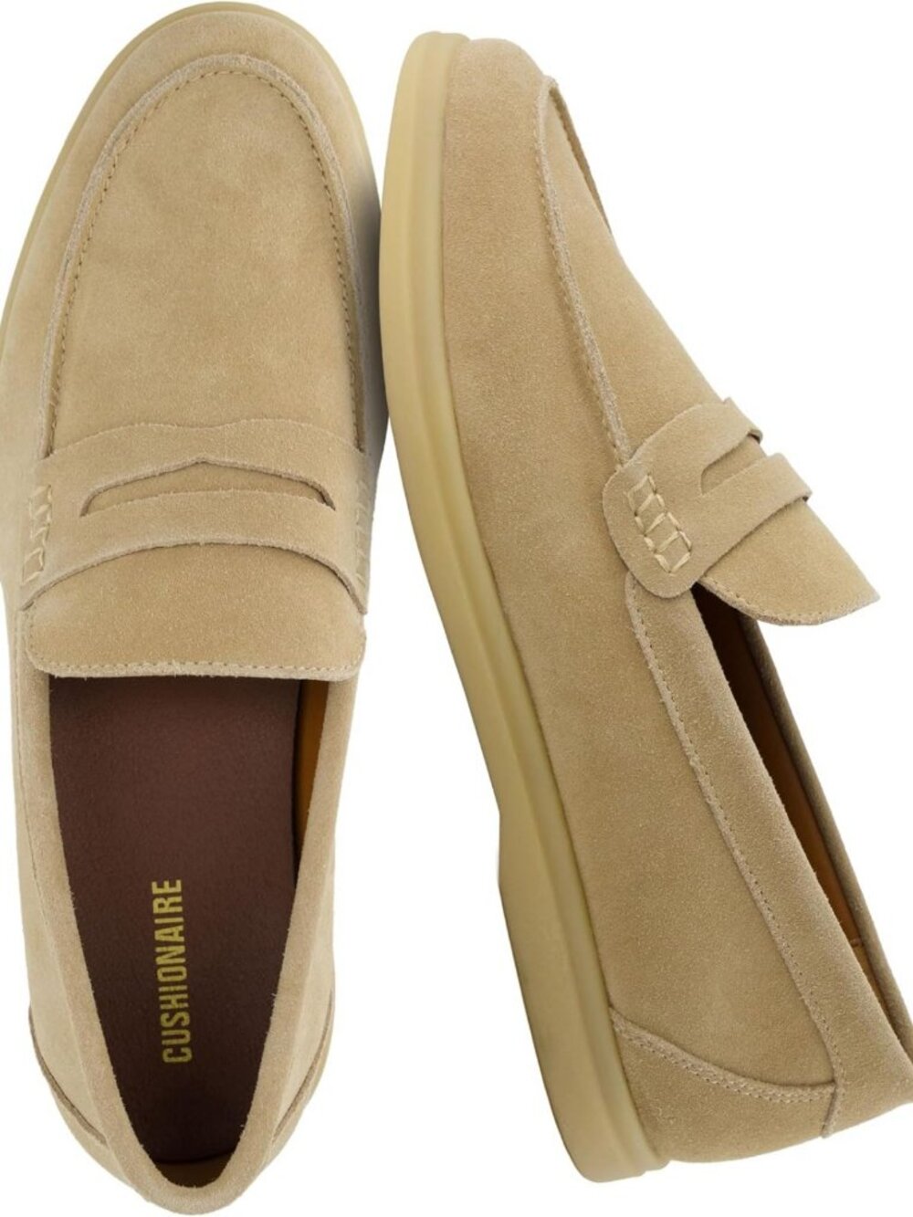 Men's Genuine Leather Slip-On Penny Loafers with Memory Foam & Rubber Sole